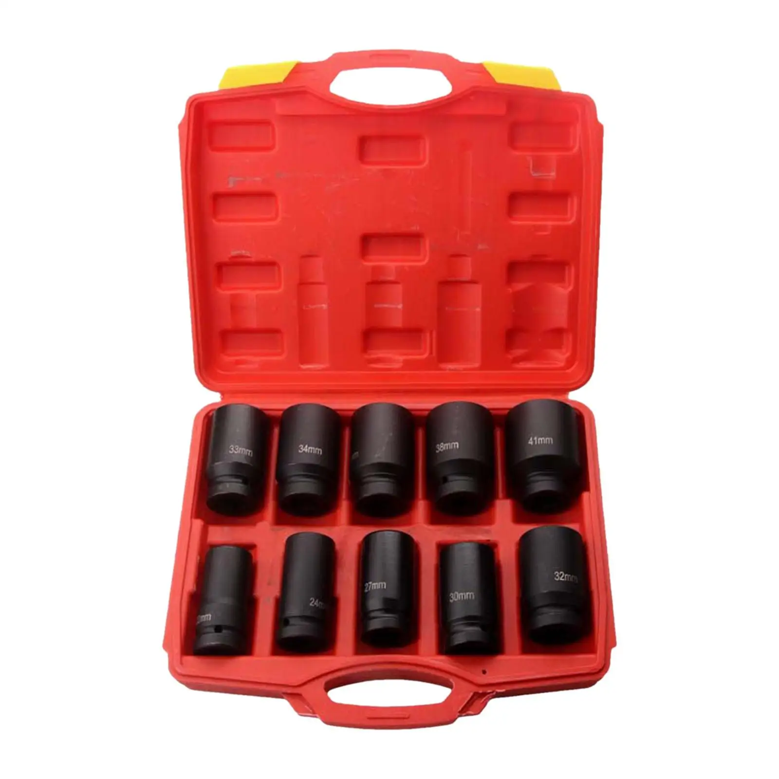 10 Pieces Wheel Socket Set Deep Impact Socket Socket Wrench Set Hex 6 Point Automobile 3/4in with Storage Case Impact Socket Set