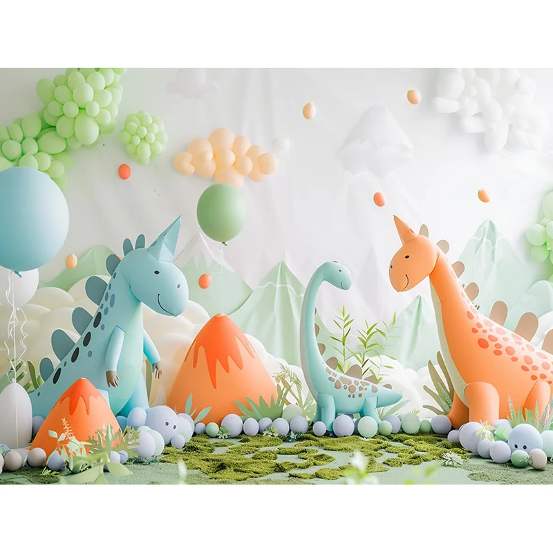 Fondo decorativo con temática de dinosaurio para fiesta de cumpleaños, accesorios de fotografía, globos de ensueño, arco, recién nacido, día de Pascua, KL-02