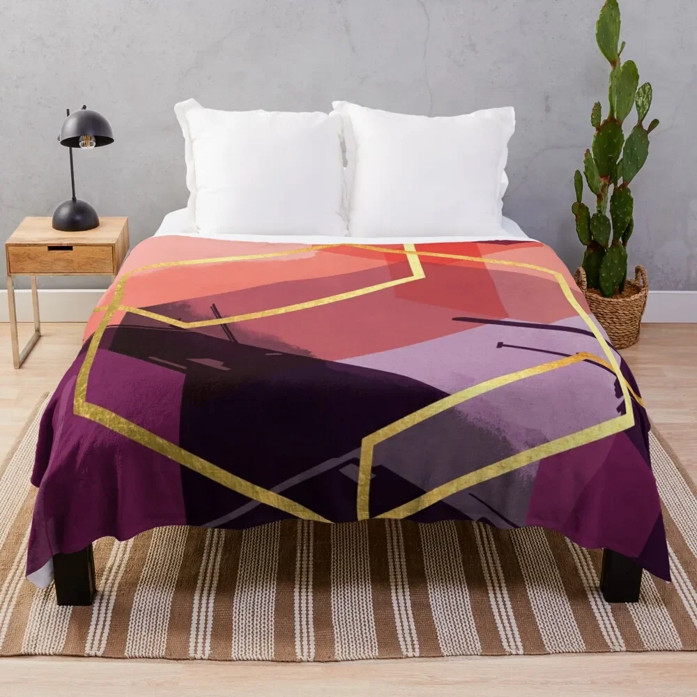 

Abstract Landscape in Magenta, Coral and Plum Throw Blanket