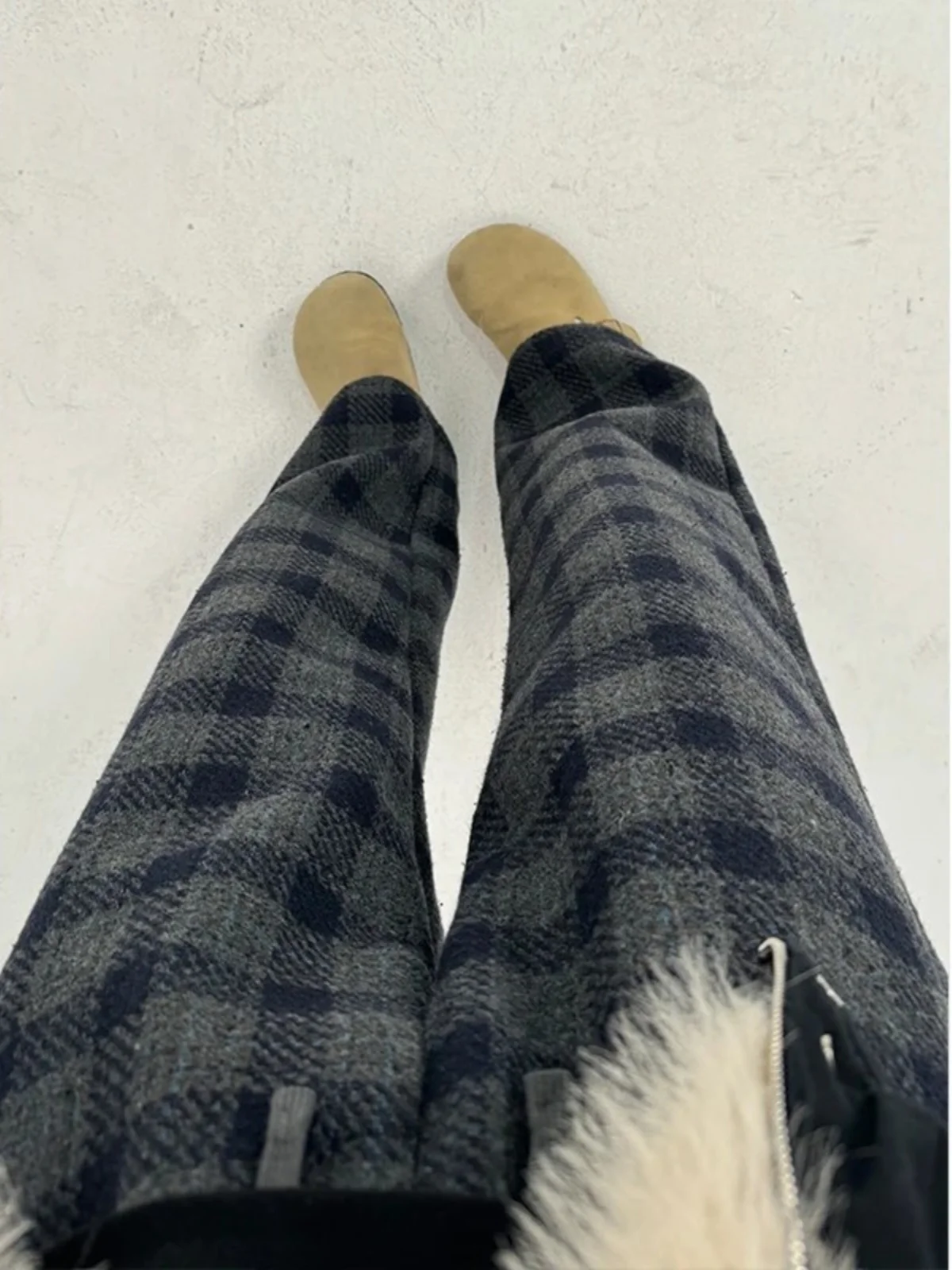 Men's Plaid Fce Lined Wide Leg Casual Pants American Sle Autumn Winter Loose Fit Drapey Comfortable Straight Tube Sweatp...