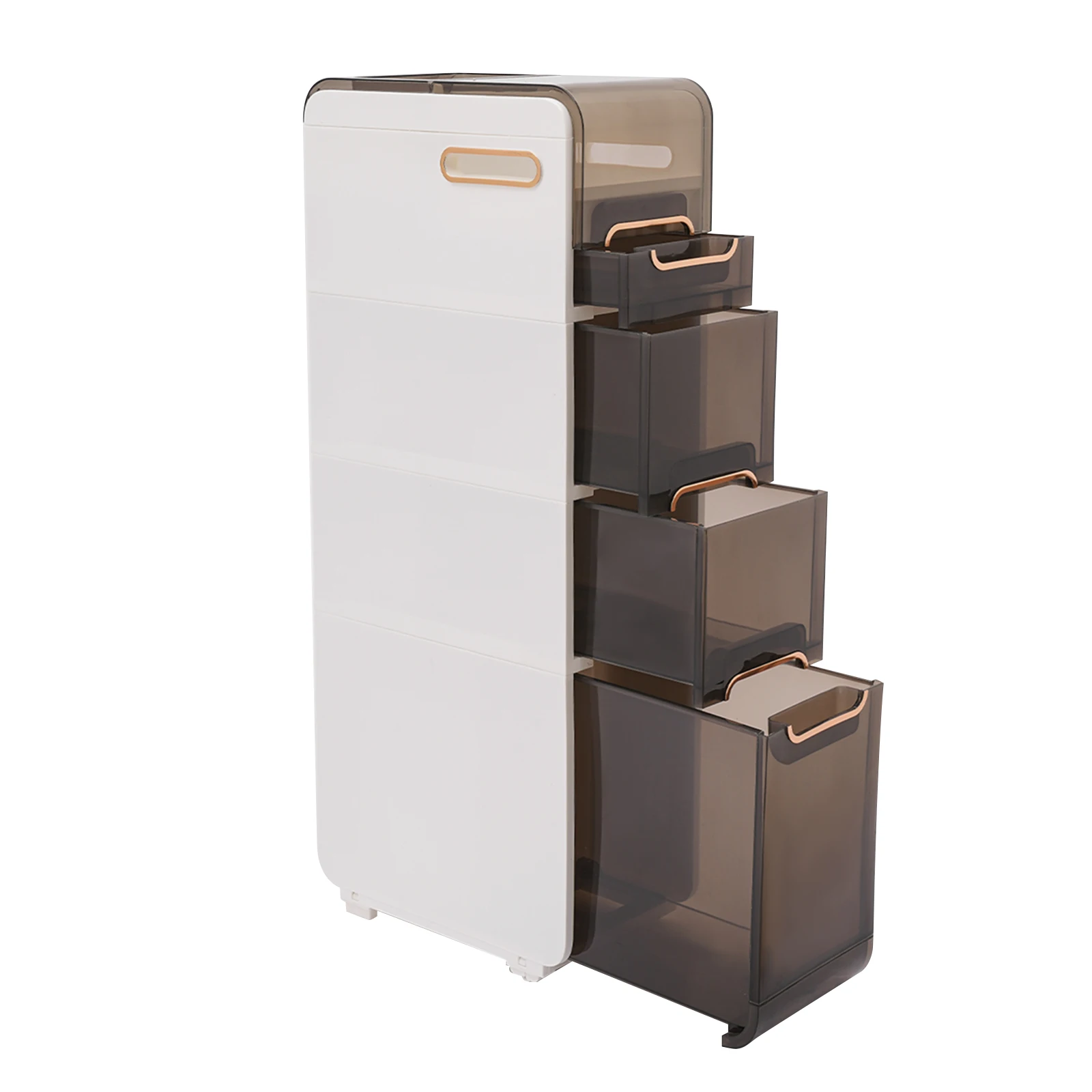 

НОВЫЙ Напольный шкаф для ванной комнаты с 4 ящиками, узкий компактный шкаф для хранения с держателем для туалетной бумаги и 2 колесиками, пластиковый шкаф для ванной.