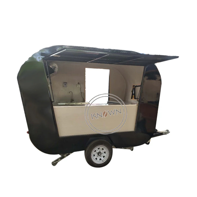 New Coffee Carts Food Vending Cart Mobile Food Van Trailer 2 Wheels Street Food Car Customizable