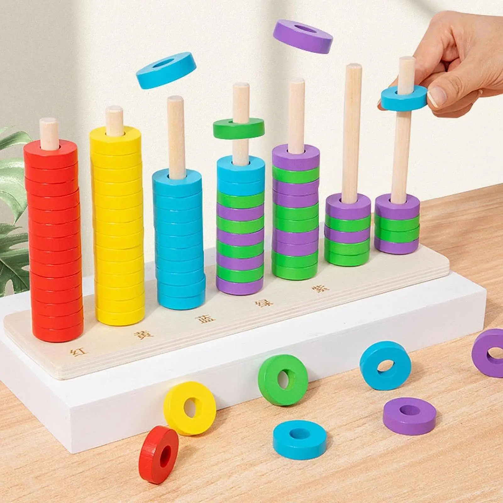 Montessori Math Manipulatives Toys Number Counting Block Colorful Wooden Kindergarten Learning for Toddlers Preschool Kids