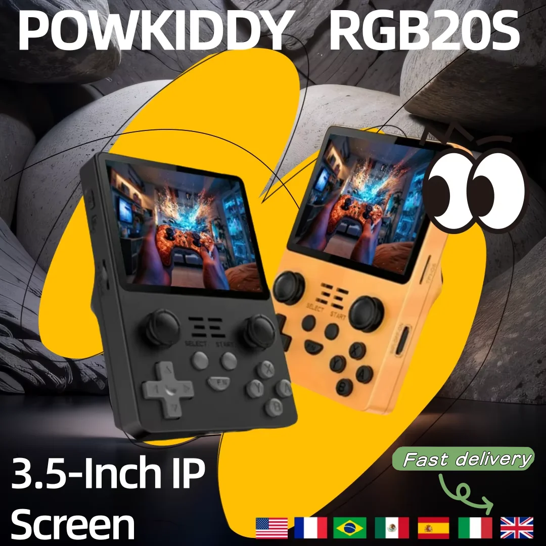 POWKIDDY RGB20S Handheld Game Console Retro 3.5-Inch 4:3 IPS Screen Open Source System RK3326 Double Joystick Children's Gifts