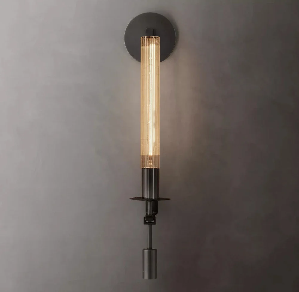 

Modern retro LED wall lamp transparent glass brass chrome black nickel wall lamp living room bathroom bedroom lamp
