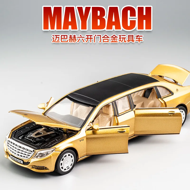 1:32 mercedes benz may bach s650 versão estendida diecast metal liga modelo carro som luz coleção crianças brinquedos presentes