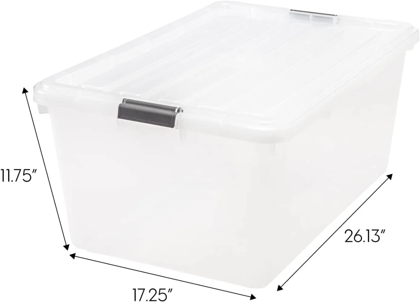 IRIS USA 68 Quart Stackable Plastic Storage Bins with Lids and Latching Buckles, 5 Pack - Clear/Black, Containers with Lids