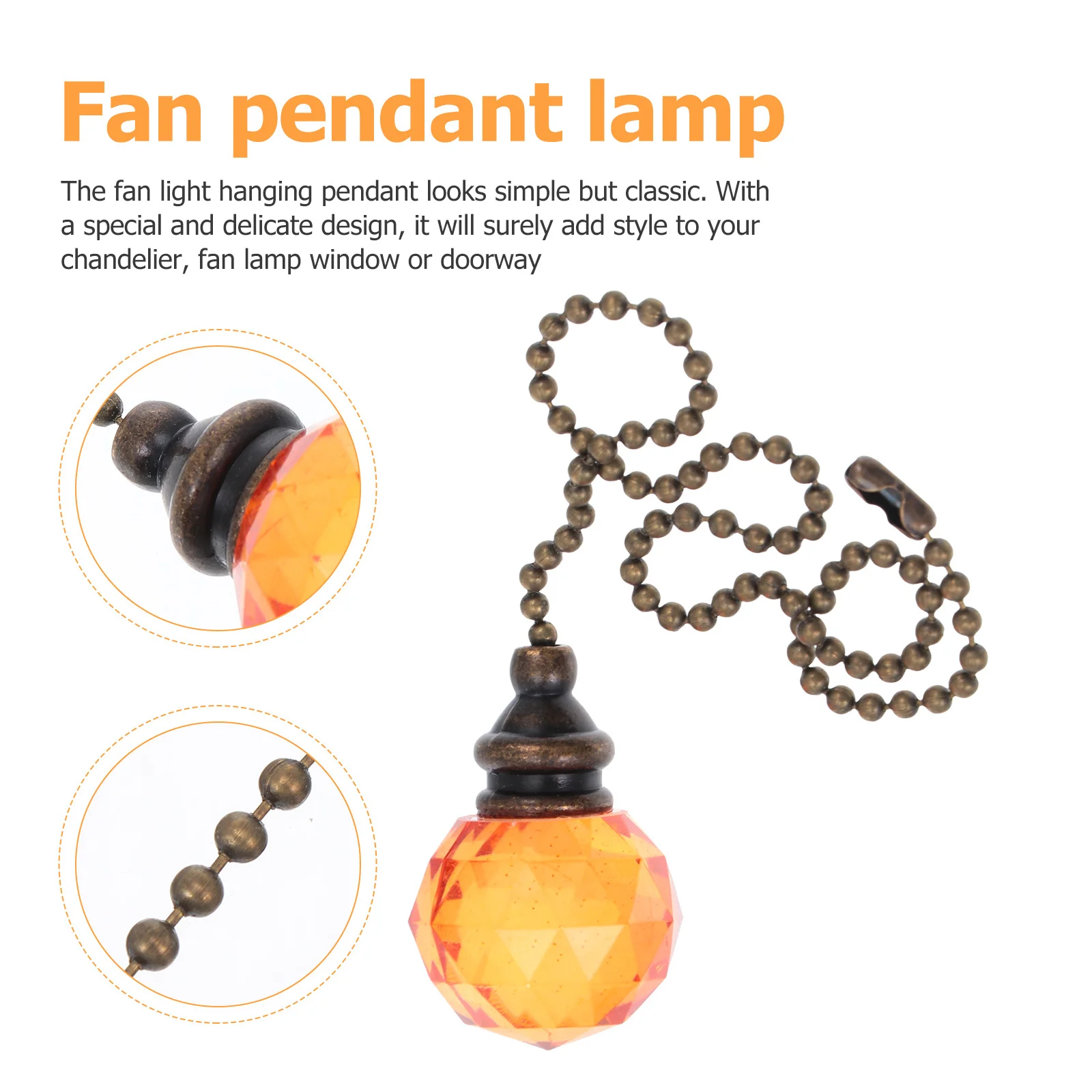 

2Pcs Ceiling Fan Chain Decorative Lamp Pendant Dazzling Crystal Pull Chain for Home Decor Unique Fan Lamp Home Decor