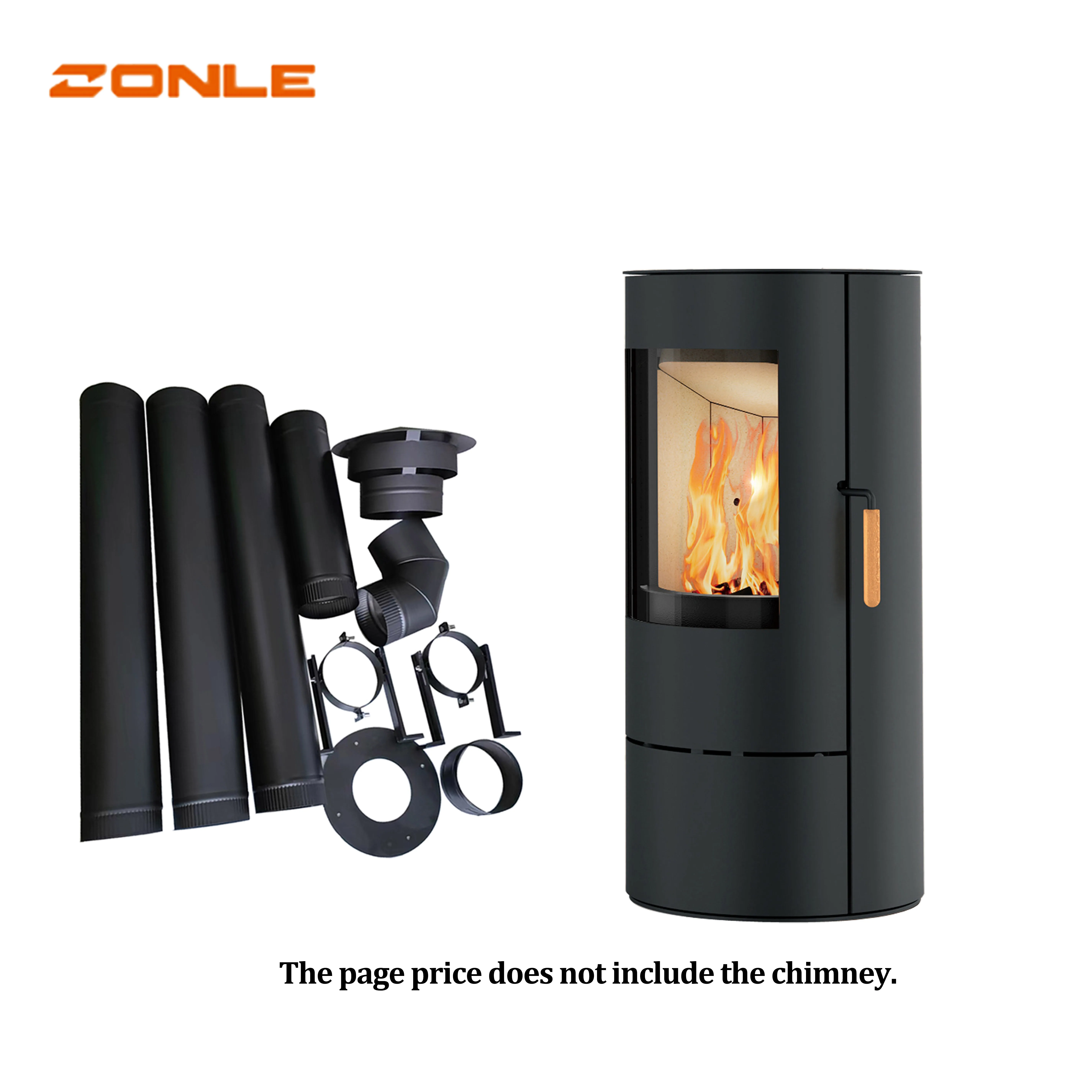 Luxurious and practical7KW Round Eco-design Smokeless Indoor Black Steel High Efficiency Wood Burning Stove Wood Heater Wood Sto