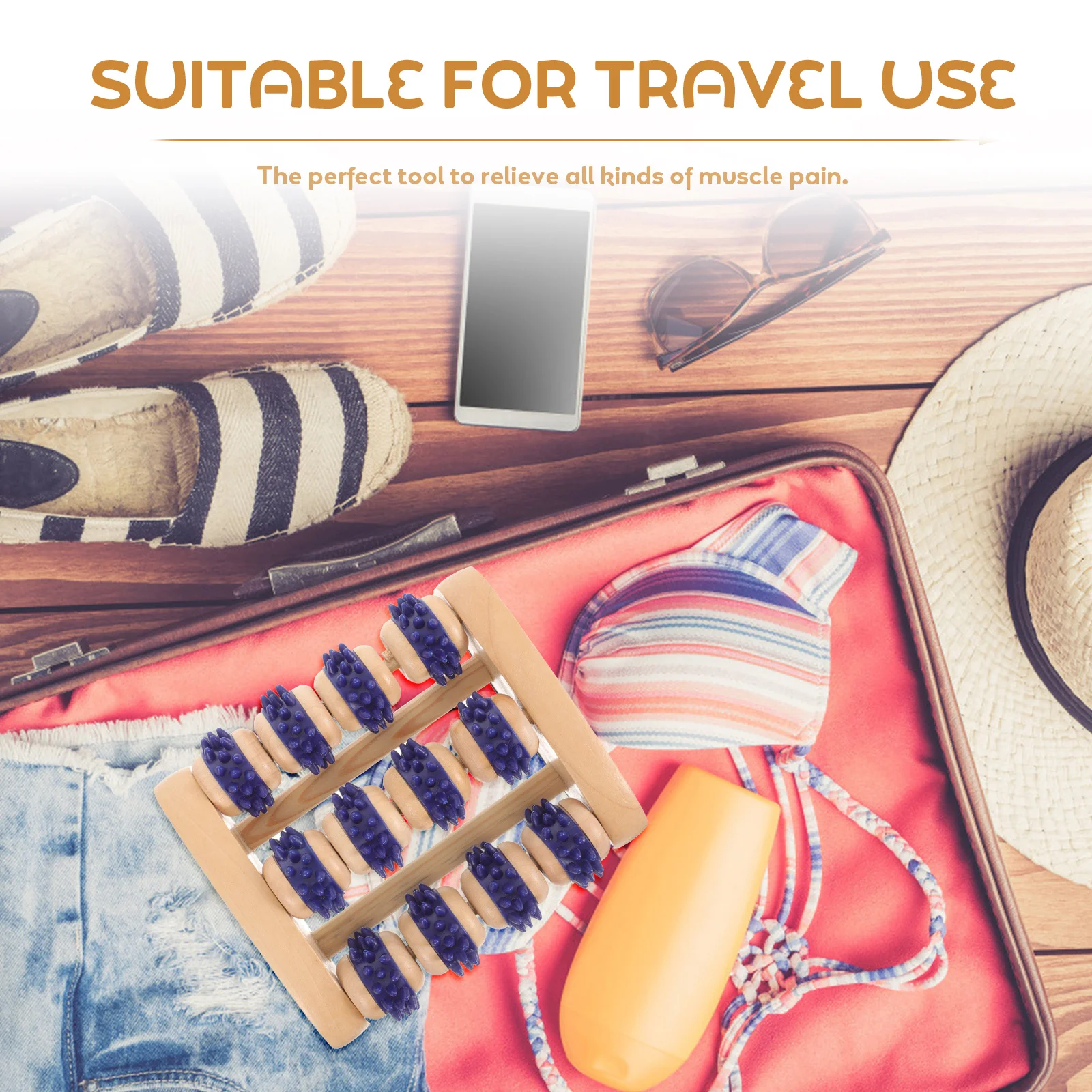 

Wood Foot Roller Massager For Acupoint Muscle Relaxation Lightweight Smooth Travel Size Massage Tool With Comfortable Handheld