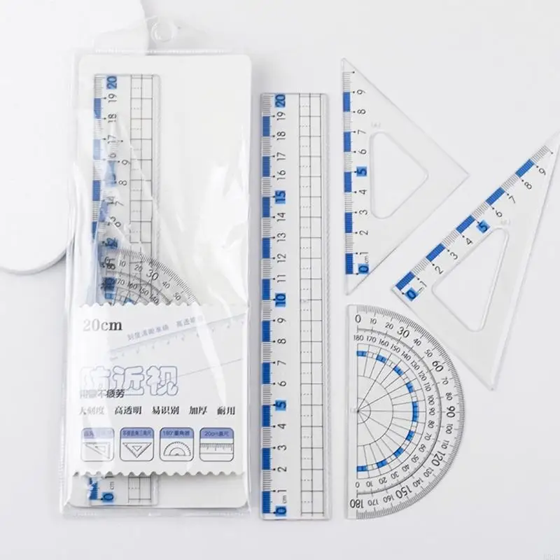 Multifunctional Geometry Math Set with Straight Ruler Protractor Set Square K92C