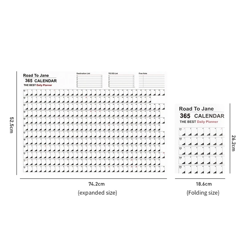 Calendrier mural pliable pour l'école et le bureau, affiche, 2024, 2024, 365 jours, 29,2x20,7 pouces, 3 pièces