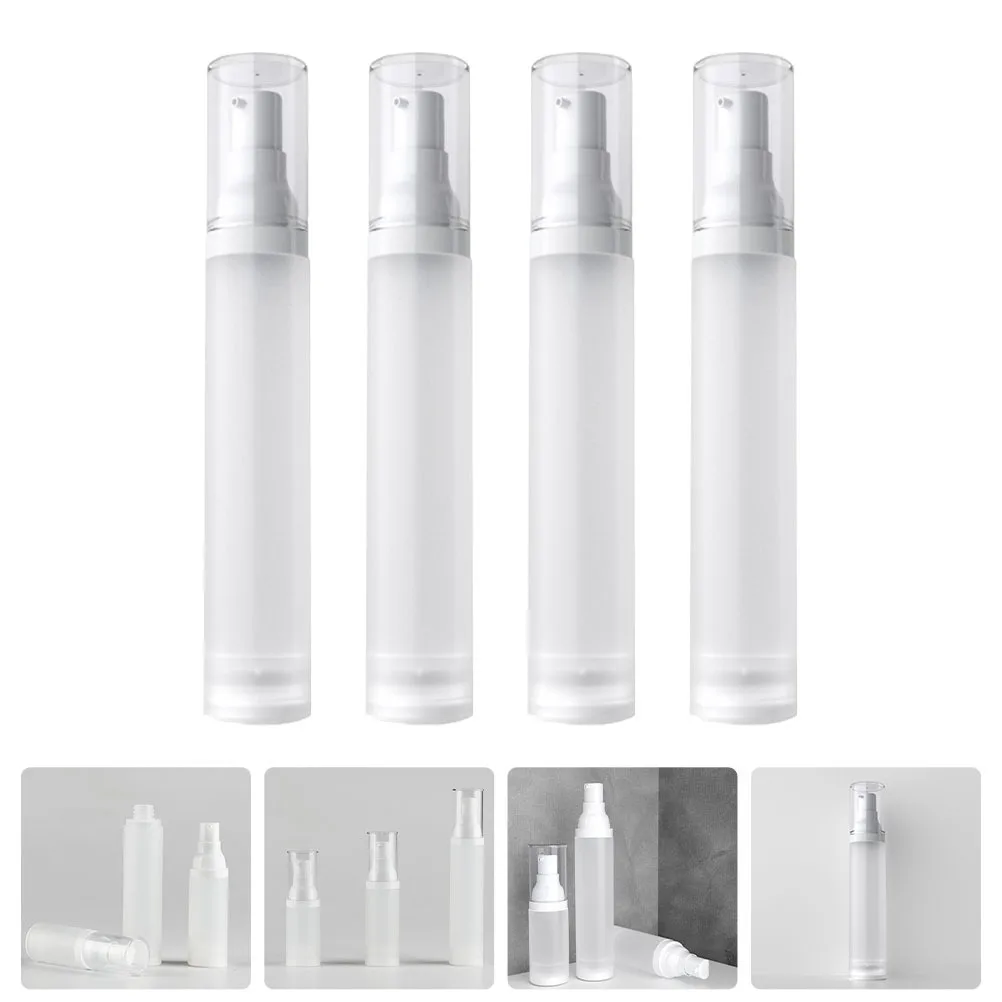 

4pcs 50Ml Press Bottle Matte Airless Vacuum Lotion Dispenser Storage Container For Travel Skincare Essentials