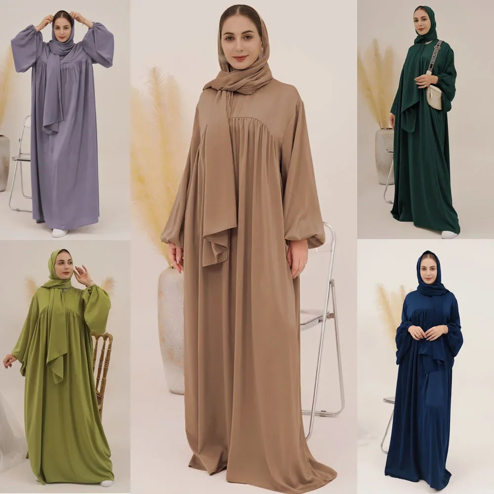 

Abaya Dubai Turkey Muslim Hijab Dress Loose Islamic Clothing Casual Women Modest Outfits Ramadan Eid Kaftan ( Scarf Included )