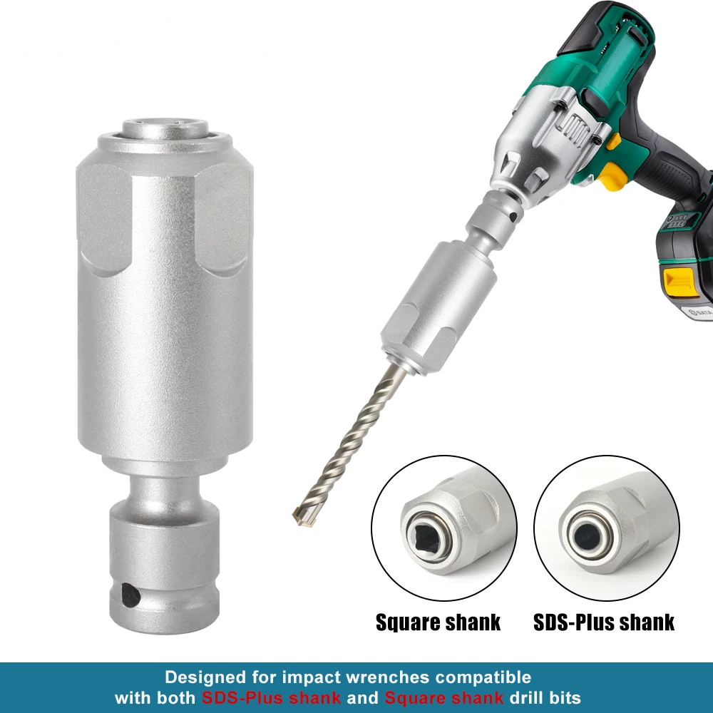 Adapter for Converting Impact Wrench To Electric Hammer Converts To SDS-Plus/Square Interface for Use with Drill/Impact Wrench