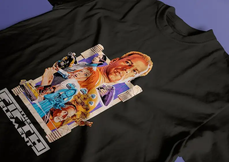 The Fifth Element, Luc Besson, Bruce Willis, Milla Jovovich, 1997 - HQ Movie Print T-Shirt, Heavyweight Unisex