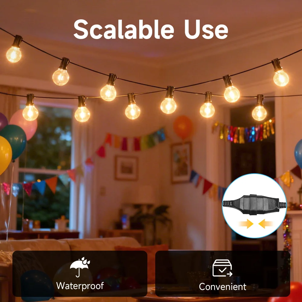 G40 Led Stringa di luce esterna Decorazioni natalizie 7.5/15/30M Lampadine a globo Lampada da fata per matrimonio Patio Cortile Lampada da campeggio a corda