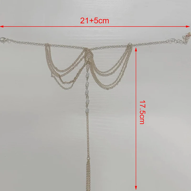 Bride's Elegant Fashion Barefoot Beach Sandals; Women's Crystal Beaded Multilayer Link Chain Anklet