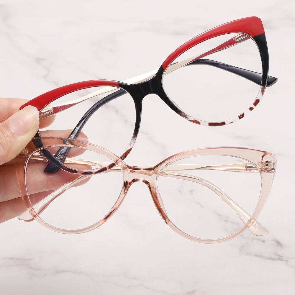 

Fashion TR90 Anti Blue Light Blocking Cat Eye Glasses Frame Women Luxury Designer Retro Eyeglasses for Ladies Optical Frame