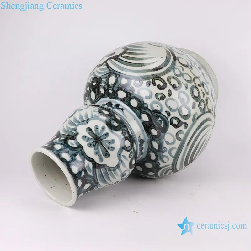 Jingdezhen Handpainted Ink Colore Flower Pattern Ceramic Gourd Shape Flower Vase