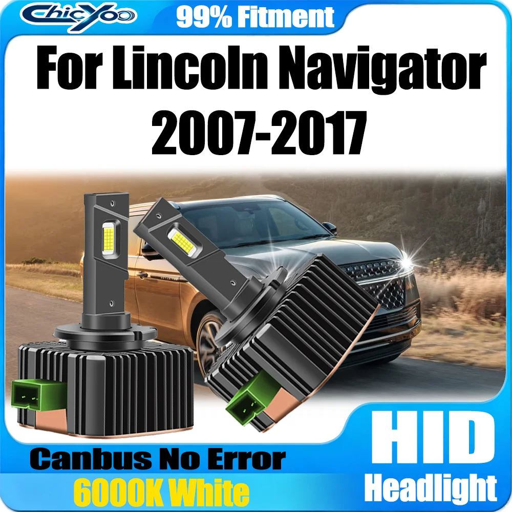 2PCS Canbus D3S LED Headlights Bulbs 120W 30000LM Car HID Xenon Lights 6000K Whtie Turbo Lamps For Lincoln Navigator 2007-2017