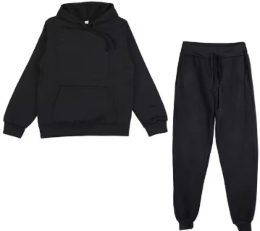 

new Winter Hoodie Sets Men Fashion Fleece Red Hoodies Black Brand Pants Casual Jogger Suit Tracksuit Sweatshirt Woman Pullover