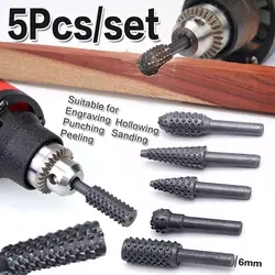 5PCS Woodworking Special-shaped Rotary File Wood Carving Knife Woodworking File Grinding Head Embossing Rotary File