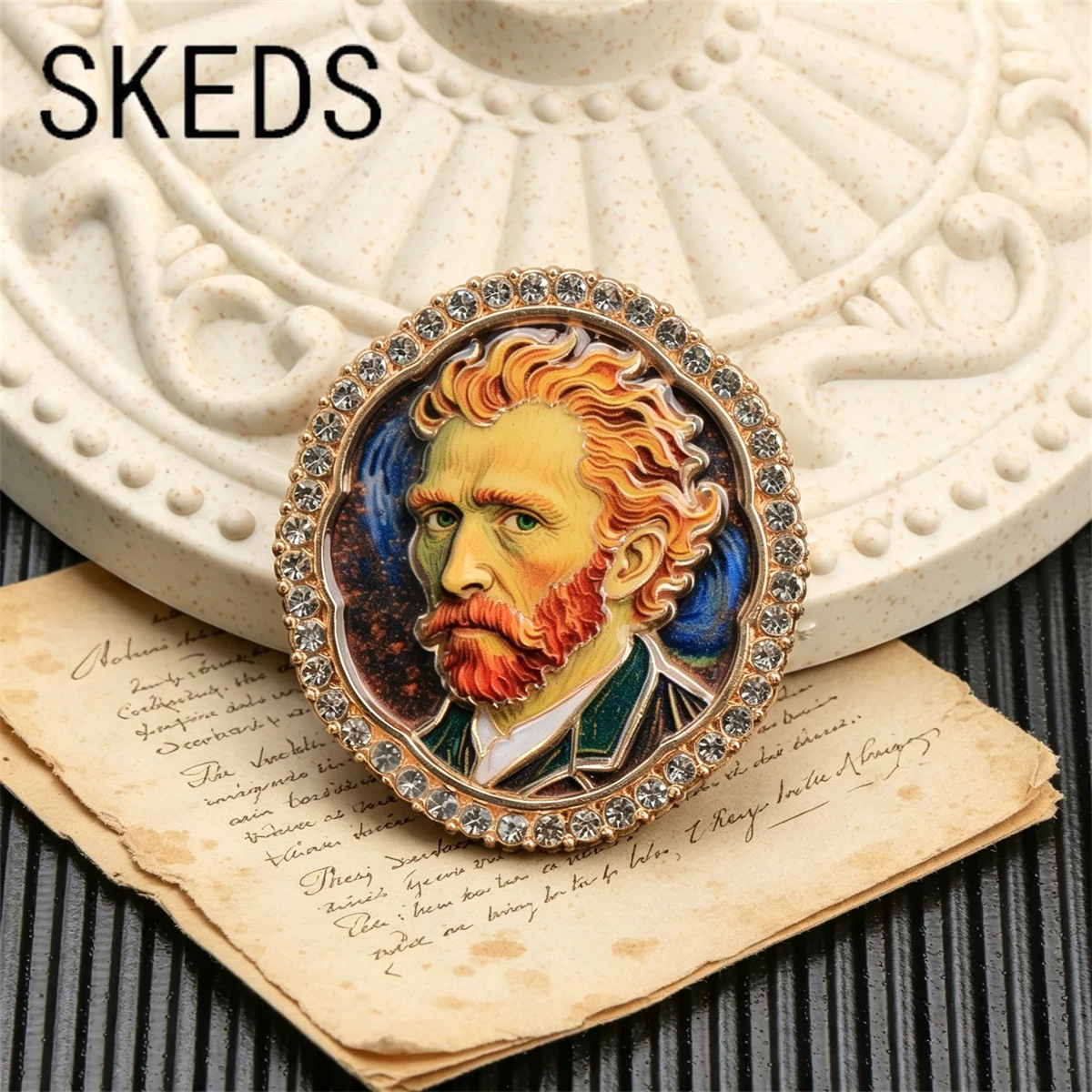 SKEDS Vintage Rhinestone Pin Brooches Luxury Designer Jewelry for Women Fashion Corsage Crystal Pins Grande Broche