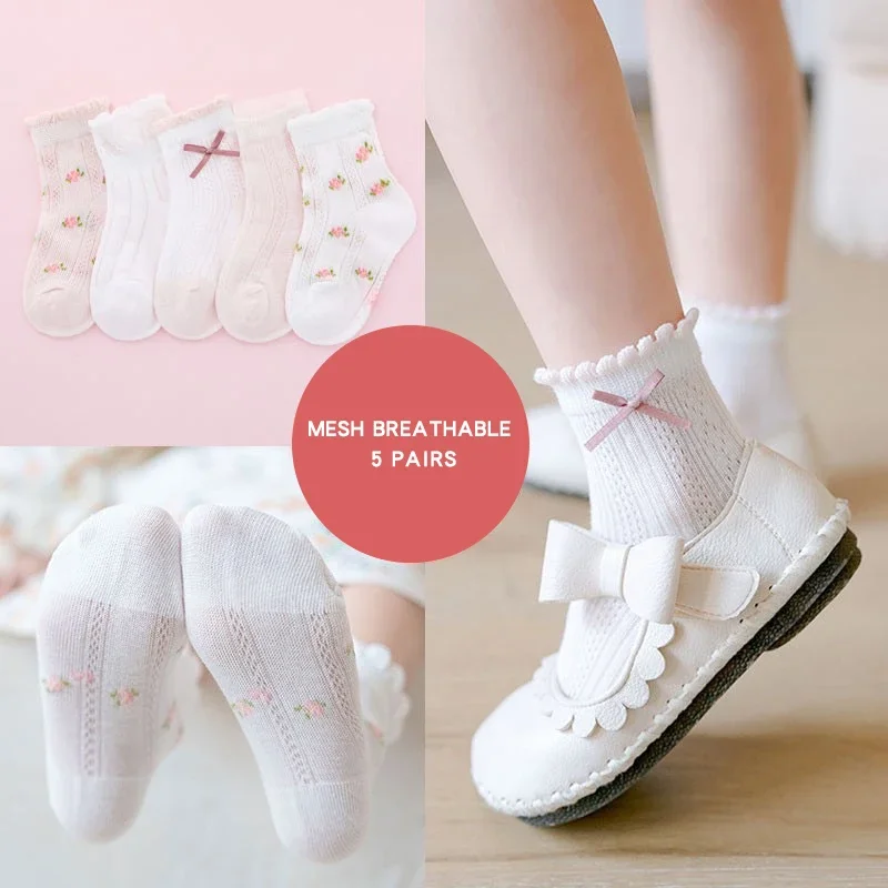 Summer  Kids Mesh Girls Lace Socks Ultra Thin Breathable Soft Lightweight Sweet Cute Anti-Foot Odor Ankle Socks for child Girls