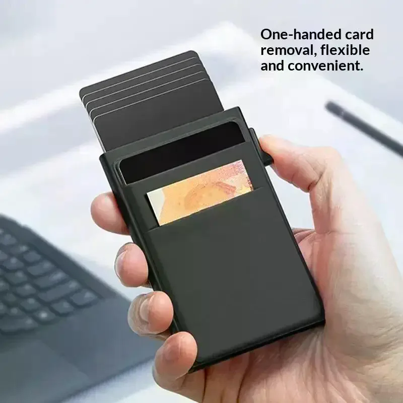 Minimalist Aluminum Alloy Card Wallet Automatic Side Push Pocket Sized Card Holder for Men Women Business Casual Use