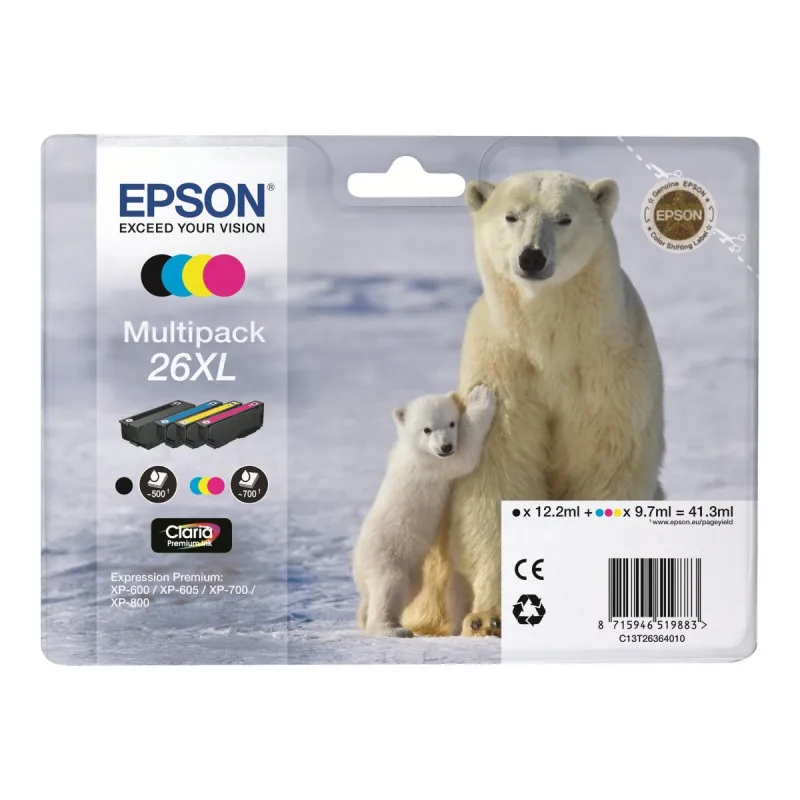 Epson T2636 (26XL) Pack of 4 original ink cartridges-C13T26364010 C13T26364010 tintasycartuchos.com