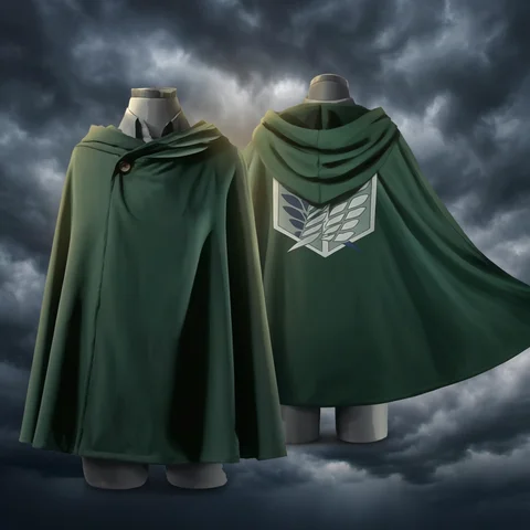 Attack on Titan Cape Anime Attack on Titan Cloak Shingeki No Kyojin Scouting Legion Cosplay Costume Green Cape Mens Clothes Women Halloween Christmas