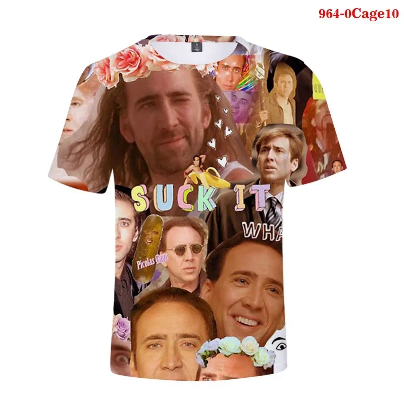 New Pop 3D Actor Nicolas Cage Printing T Shirt Children Fashion Streetwear Tee Shirts Funny Short Sleeves Quick Dry Clothing Top