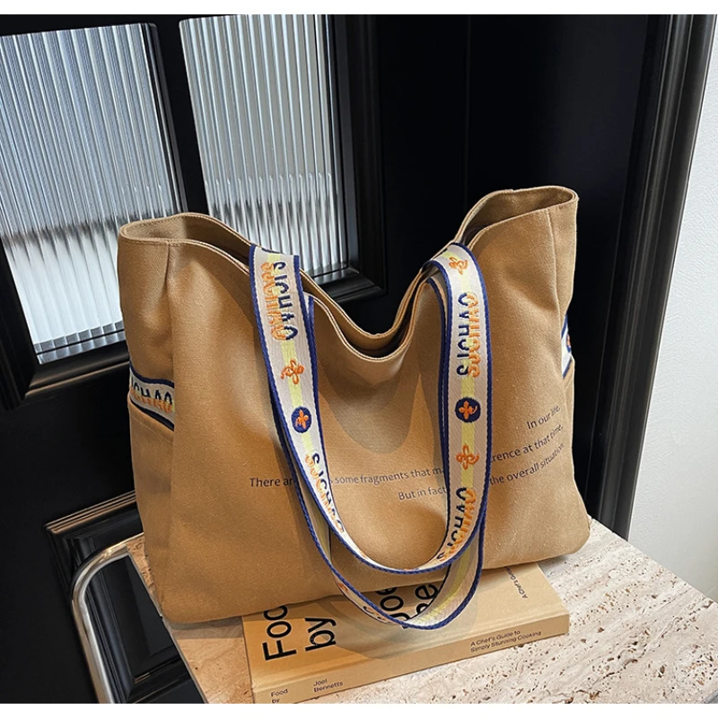 

Женские сумки через плечо, модная большая сумка 2025 года, парусиновая женская сумка для покупок, большая сумка для студентов, сумка для книг Bolsos Mujeres