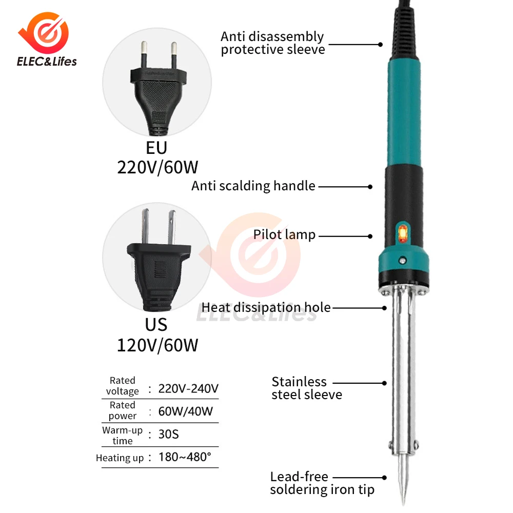 New Adjustable Temperature Electric Soldering Iron 220V 110V 60W Welding Solder Rework Station Heat Pencil Tips Repair Tools