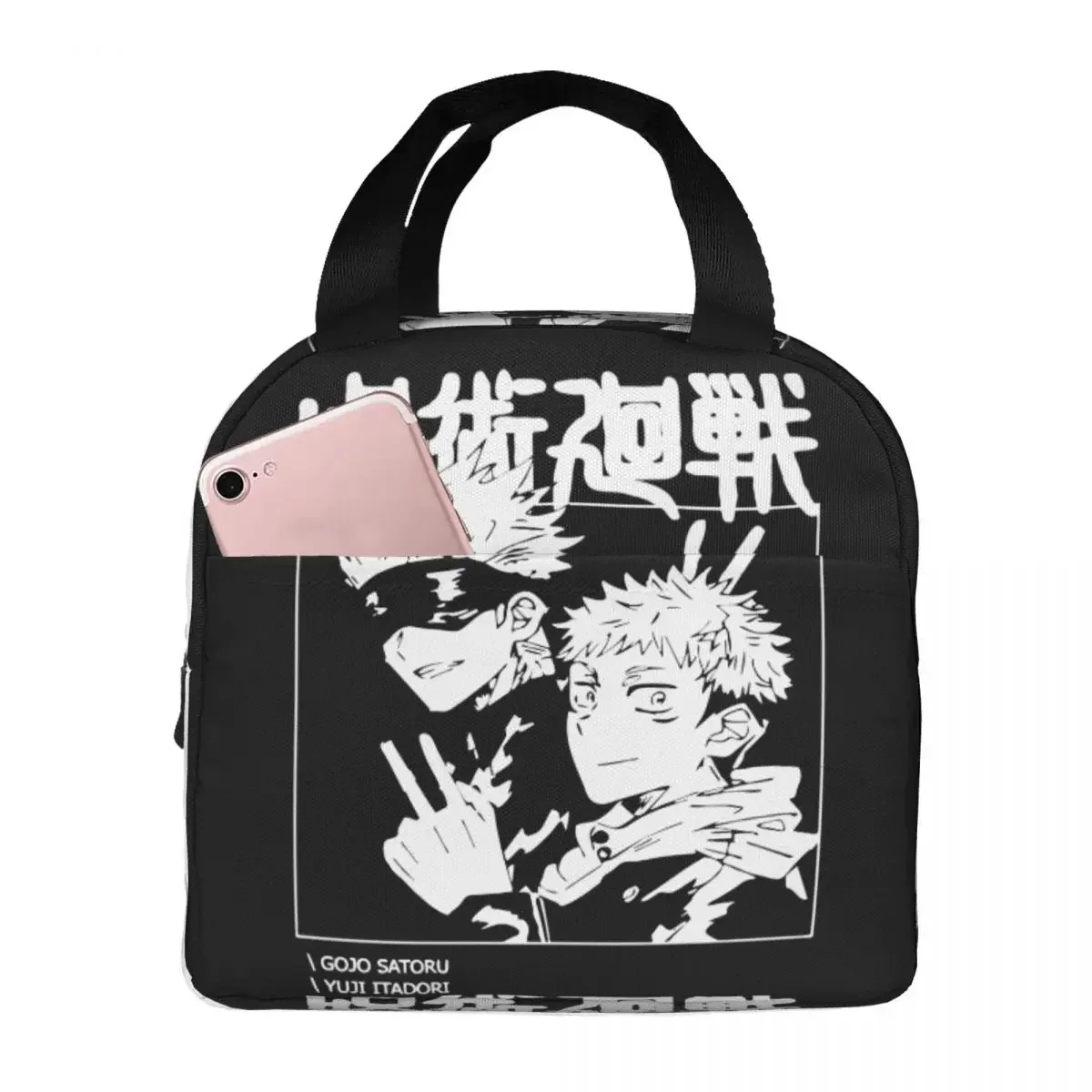 Anime Yuji Itadori Satoru Gojo Insulated Lunch Bags Thermal Bag Reusable Jujutsu Kaisen Manga Tote Lunch Box Food Bag College