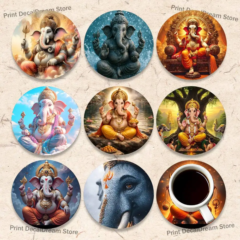 

Ganesh Elephant God Cartoon Anime Cute Wooden Coaster Coffee Shop Beverage Shop Family Restaurant Cafe Decoration