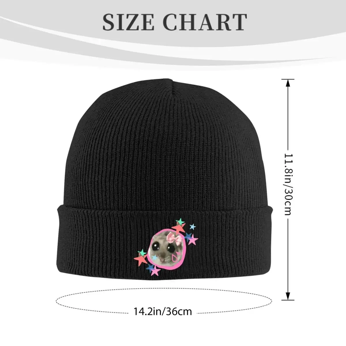 Sad Hamster Beanie Hats sad Knitted Hat Gym Warm Unisex Adult Caps Autumn Winter Design Fashion Bonnet Hats Birthday Present