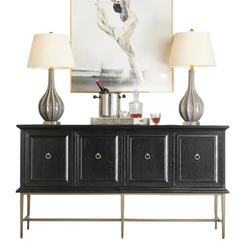 Шкаф для гостиной, светлый роскошный американский шкафчик из цельного дерева, королевский дуб, обеденный боковой шкаф, металлический шкаф для хранения в скандинавском стиле