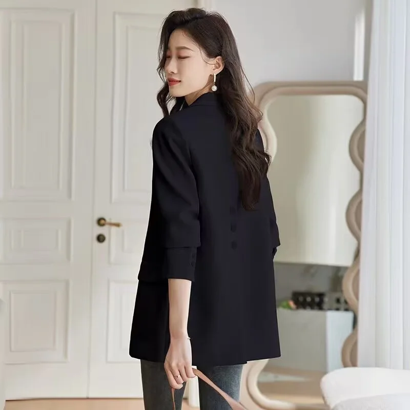 

Spring Autumn Pink Miniature Women's Suit Jacket Slit Design Korean Style Regular Thickness Polyester Fabric Folded Skirt