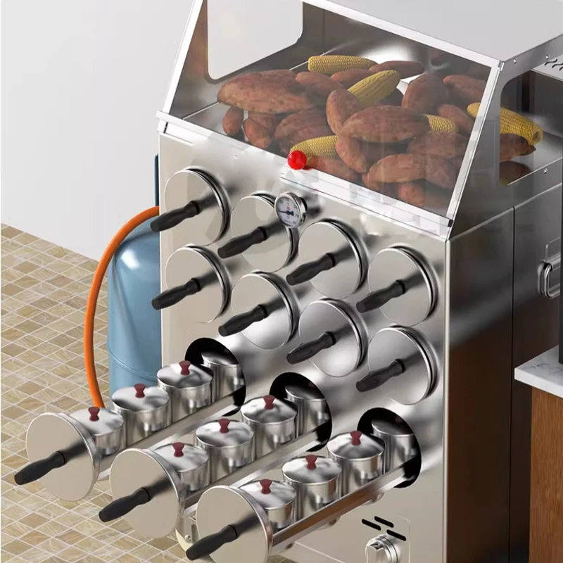 Stainless Steel Firewood Sweet Potato Baking Machine Commercial Roasted Sweet Potato Stove Charcoal Gas Stall Corn Customized