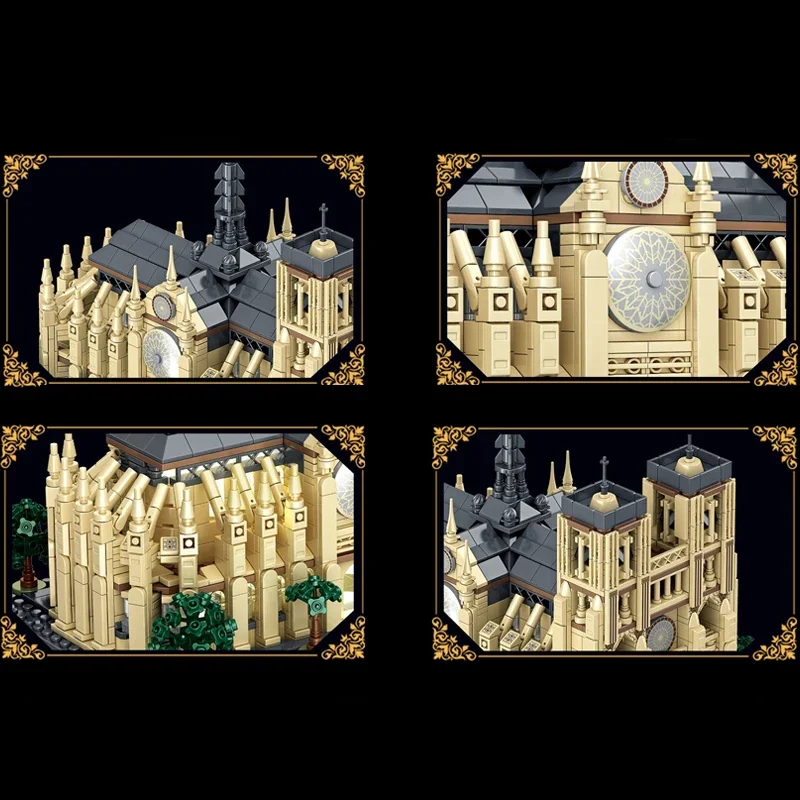 1757 pçs notre dame de paris blocos de construção modulares modelo com luzes moc montagem arquitetura conjuntos de construção brinquedos crianças presentes