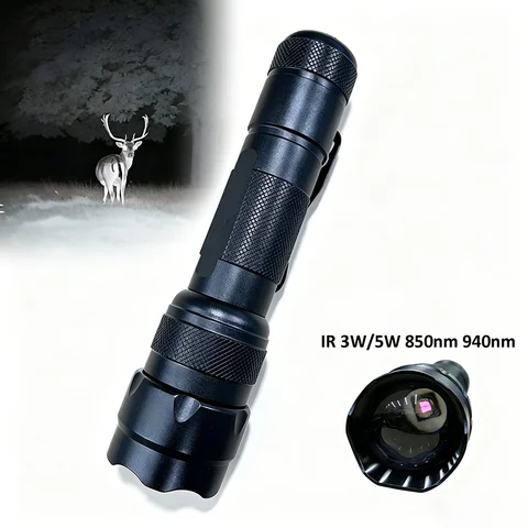 WF-502B Zoomable IR Flashlight with Clip 5W 850nm 940nm Infrared Night Vision IR Tactical IR Torch for NVG Night Vision Camera