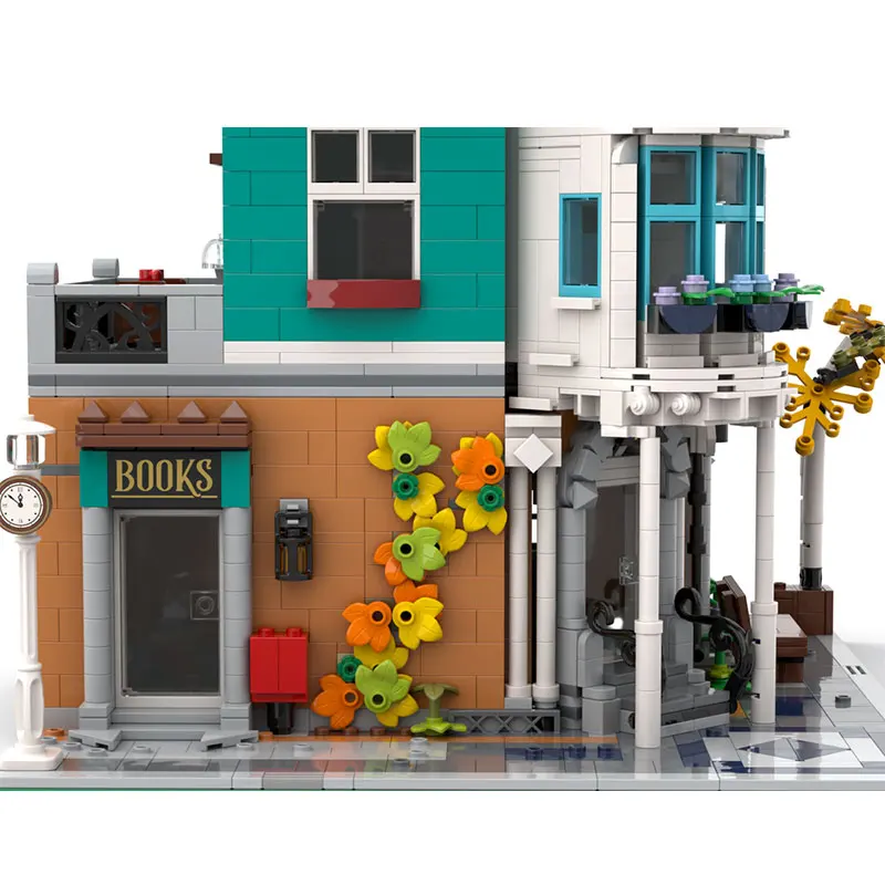 MOC- 139591   Bookshop Build Street View-serie Assembleren van deeltjesbouwstenen DIY-model Montageset Creativiteit 2055PCS