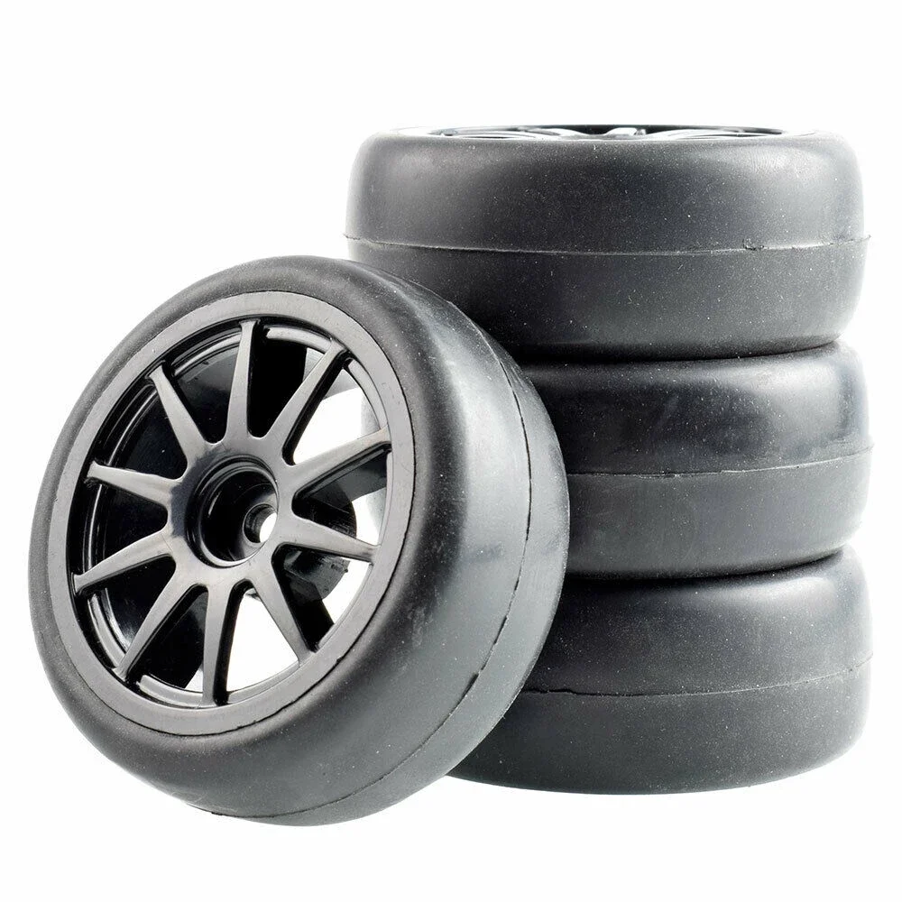 RC 910-6018 Slick Racing Tires& Wheel Sets For HSP HPI 1/10 1:10 Touring Car