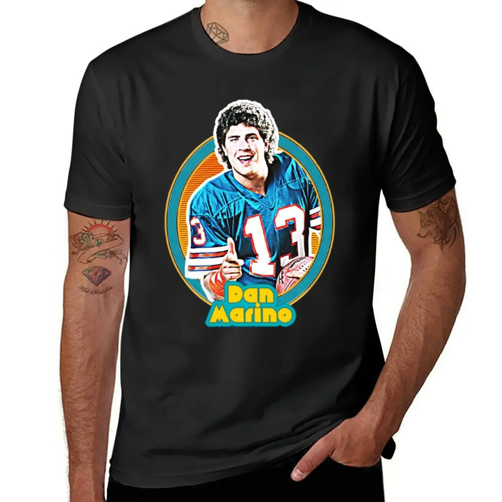 Camiseta de fútbol de Dan Marino Retro para hombre, ropa gráfica personalizada de aduanas, 80s