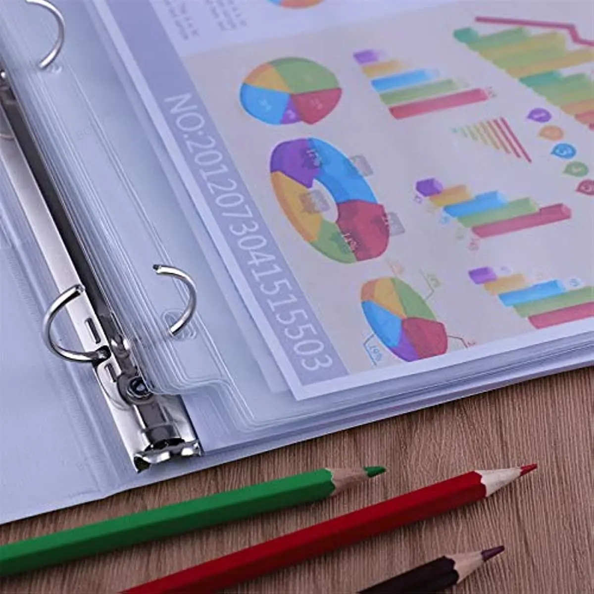 A5 A6 A7 Color 6PCS Binder Pockets Binder Zipper Folders for 6-Ring Notebook Binder Waterproof PVC Leaf Document Filing Pocket