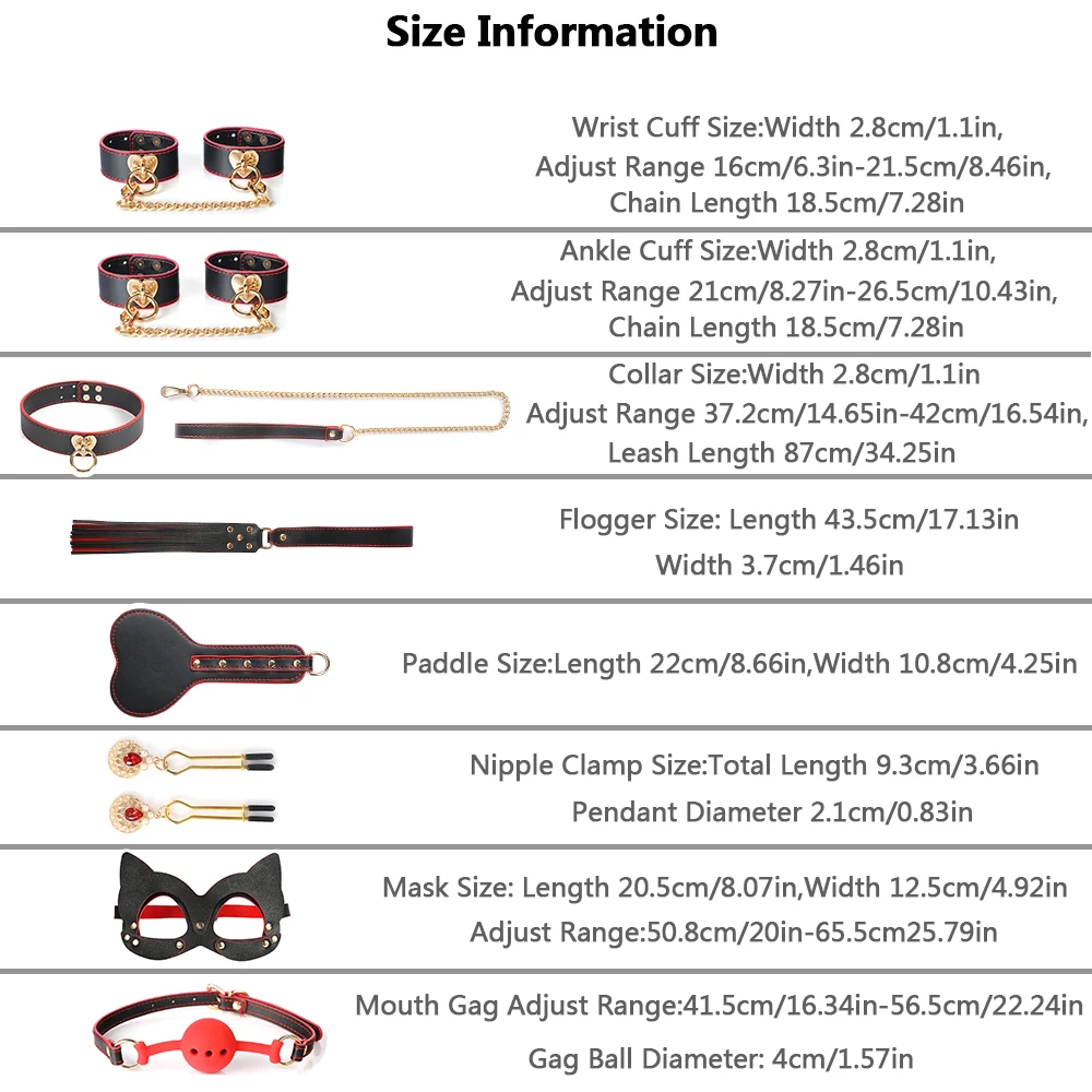 مجموعة عبودية جلدية مكونة من 8 قطع BDSM مع حافظة قيود ألعاب الجنس للبالغين معدات عبودية غريبة للأزواج