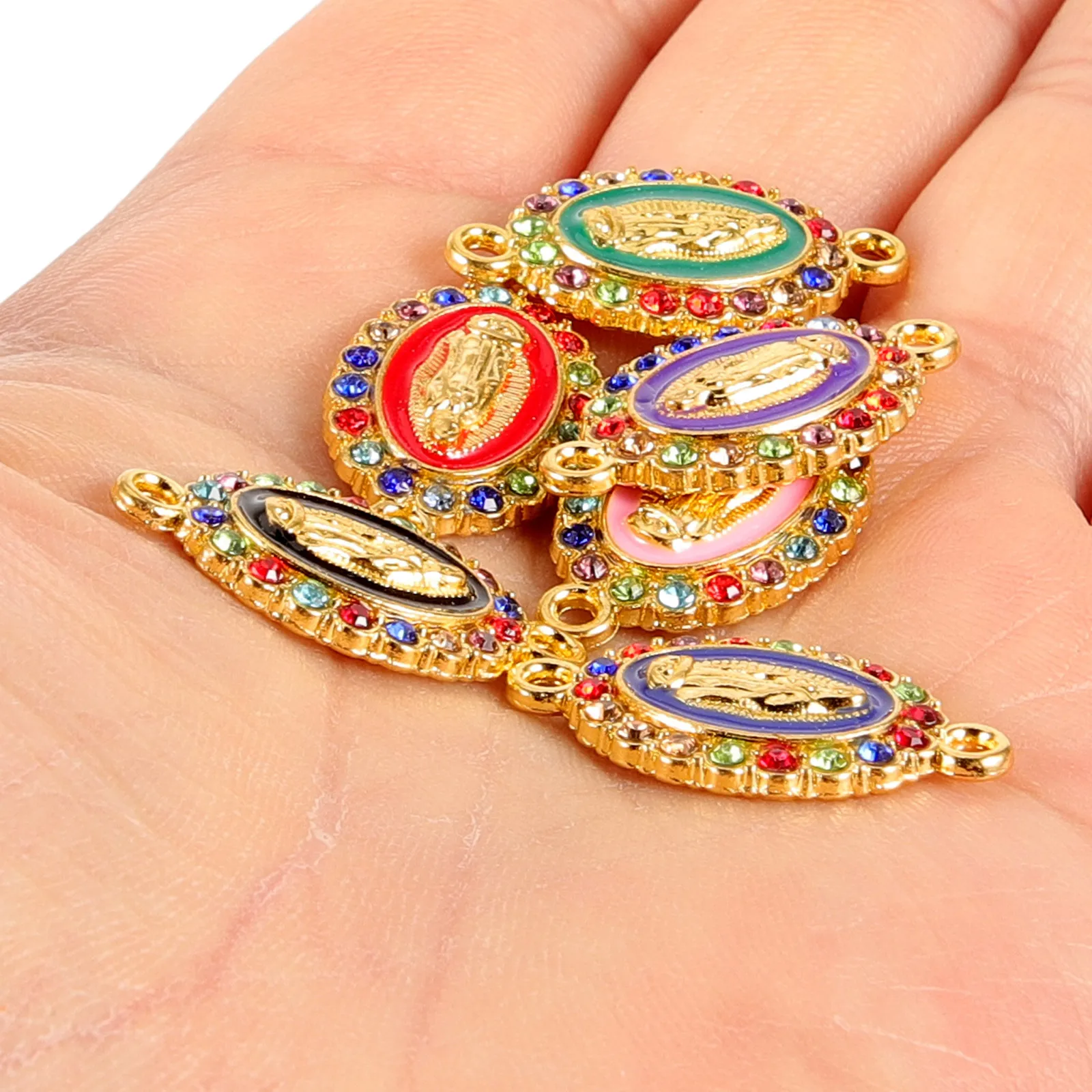 

24pcs Virgin Mary Pendant Jewelry Charms For Diy Crafts Alloy Necklace Bracelet Earring Making Religious Decor Connector