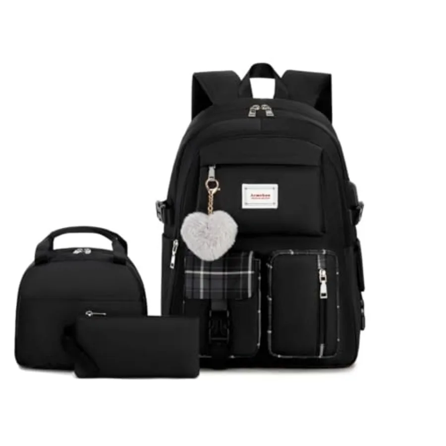 

Girl Roomy Fashion Laptop Backpack Set Casual Daypack Set for Women
